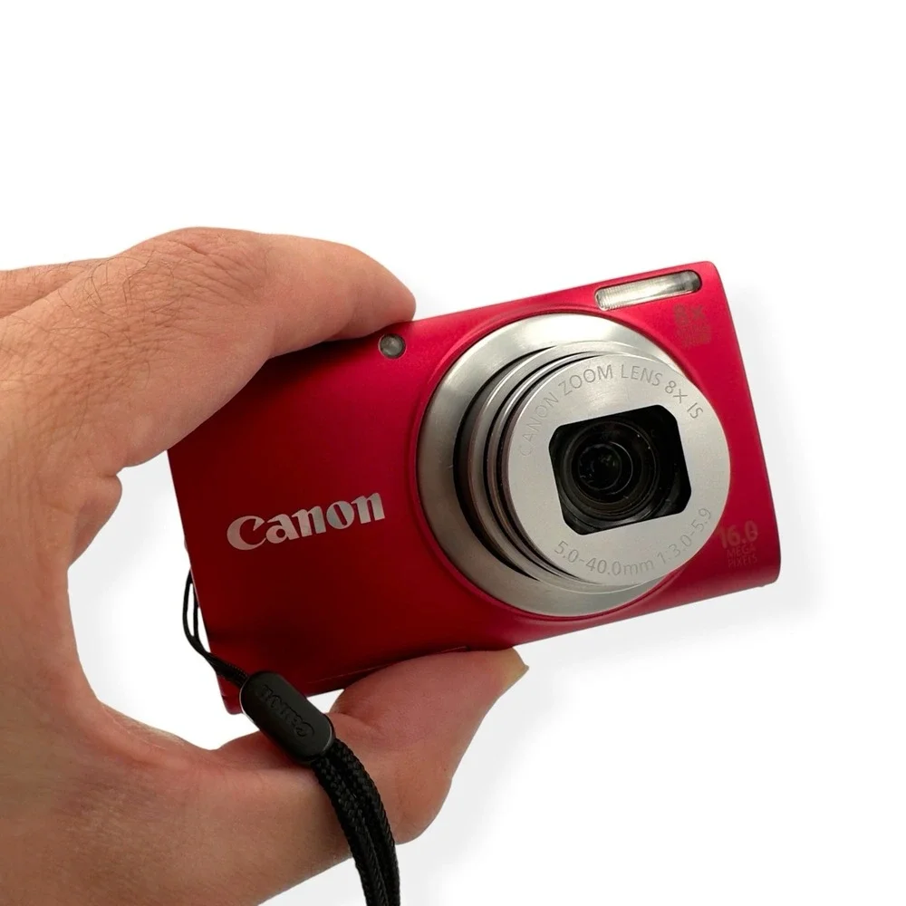 Canon PowerShot A4000 IS RED 16 MP Digital Camera 8x Zoom Charger Battery WORKS